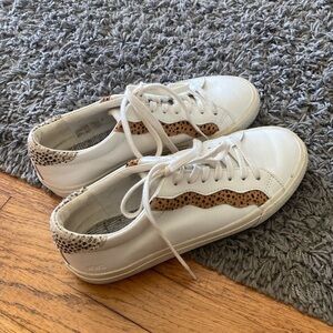 Madewell Sidewalk Low-Top Sneakers in Leather and Calf Hair: Wave Edition Sz 7.5